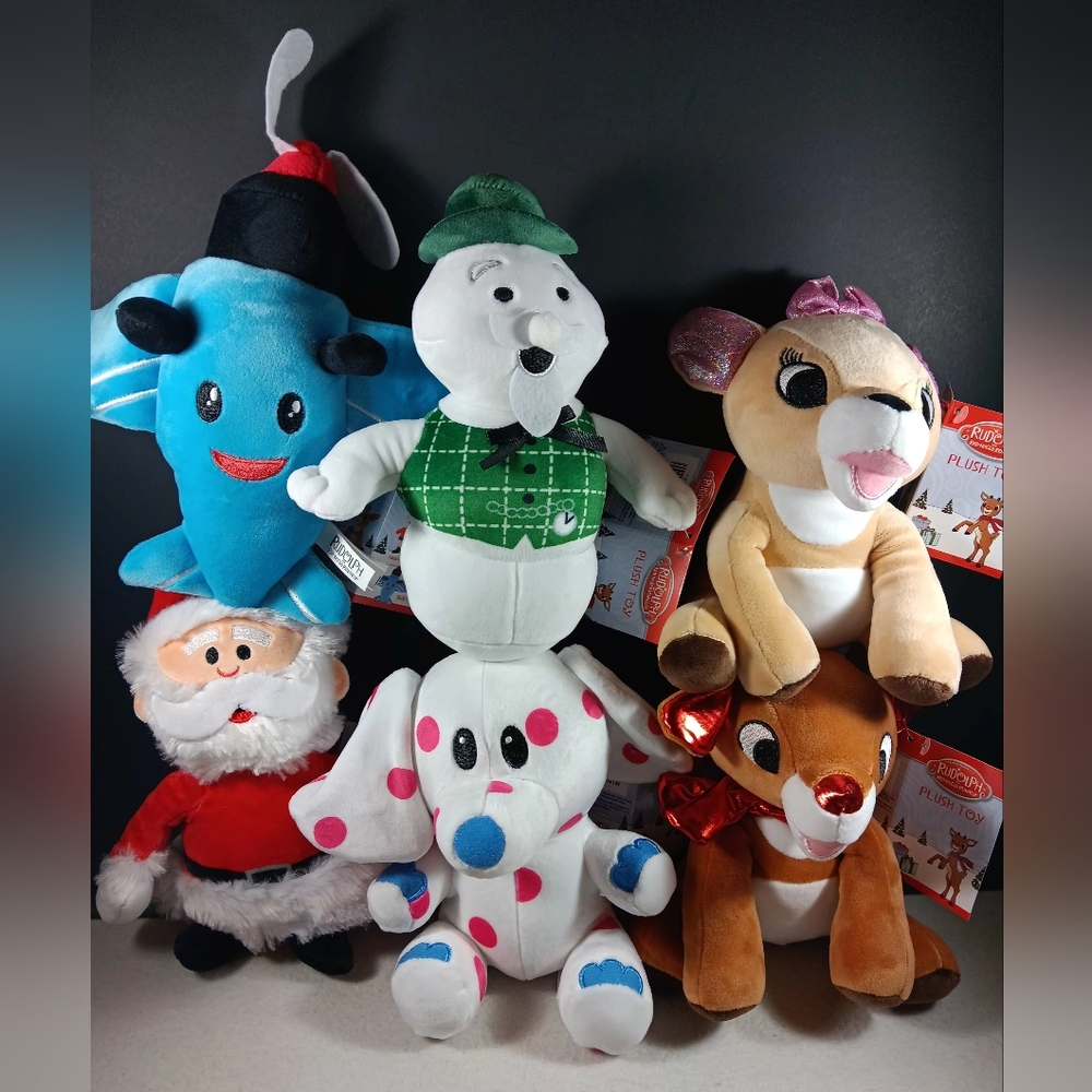 Set Of 6 Rudolph the Red-Nosed Reindeer Plush Toys 7-9 inch Rare NWT 2025